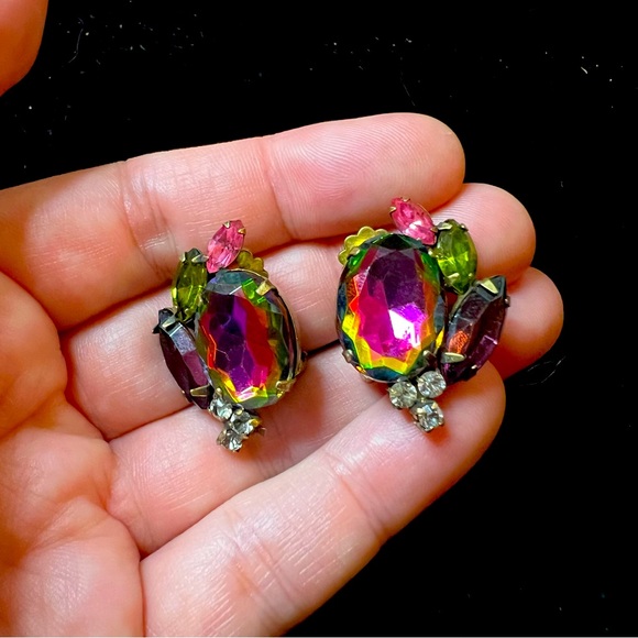 Alice Caviness Watermelon Heliotrope Brooch & Clip Earring Set Rare Unsigned - Picture 3 of 9